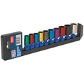Sealey Ak285 Multi-Coloured Socket Set 10Pc 3/8Sq Drive 6Pt Walldrive Metric