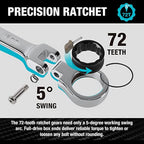 DURATECH Flex-Head Ratchet Spanner Set, 12-Piece Combination Wrench Set with 72 Tooth Ratchet Gear, Chrome Vanadium Steel, Metric, 8-19mm-OverDrive Kart Shop