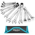 DURATECH Flex-Head Ratchet Spanner Set, 12-Piece Combination Wrench Set with 72 Tooth Ratchet Gear, Chrome Vanadium Steel, Metric, 8-19mm