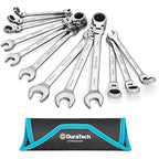 DURATECH Flex-Head Ratchet Spanner Set, 12-Piece Combination Wrench Set with 72 Tooth Ratchet Gear, Chrome Vanadium Steel, Metric, 8-19mm-OverDrive Kart Shop